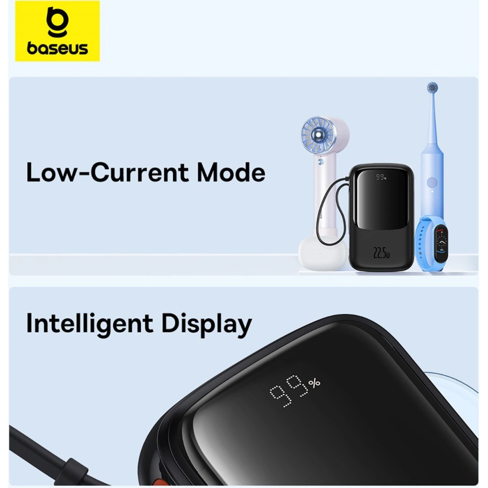 Hurtownia GSM - Powerbank Baseus QPow Pro+ 10000mAh 22.5W + beépített USB-C kábel fekete - BSU4873 - {ean13} - Hurt