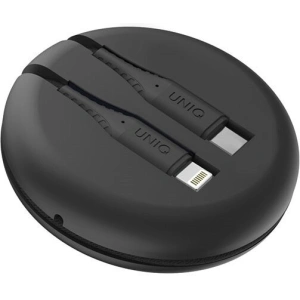 UNIQ Kabel MFI Halo USB-C-Lightning 18W nylon schwarz/mitternachts schwarz, 1,2 m, aufrollbar