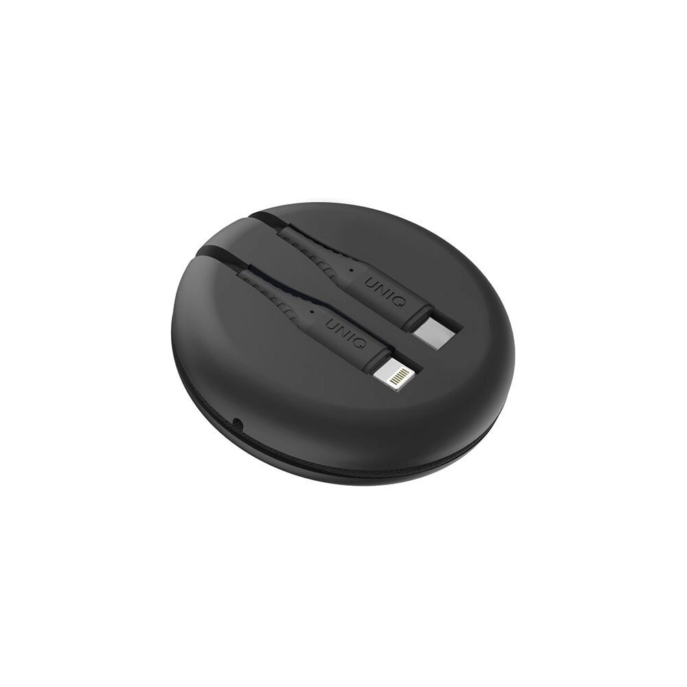 Hurtownia GSM - UNIQ kabel MFI Halo USB-C-Lightning 18W nylonowy zwijany 1,2m czarny/midnight black - UNIQ129BLK - {ean13} - Hurt