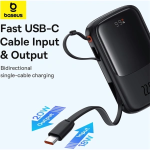 Hurtownia GSM - Powerbank Baseus QPow Pro+ 10000mAh 22.5W + integriertes USB-C-Kabel schwarz - BSU4873 - {ean13} - Hurt