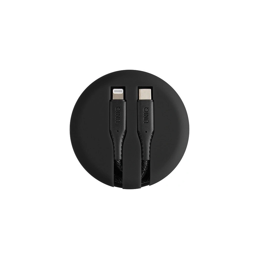 Hurtownia GSM - UNIQ kabel MFI Halo USB-C-Lightning 18W nylonowy zwijany 1,2m czarny/midnight black - UNIQ129BLK - {ean13} - Hurt
