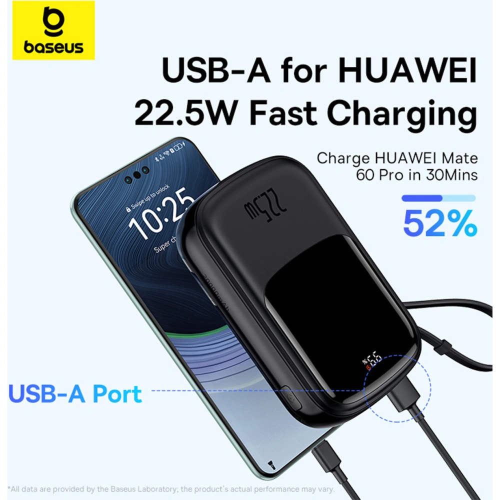 Hurtownia GSM - Powerbank Baseus QPow Pro+ 20000mAh 22.5W + cablu USB-C încorporat negru - BSU4874 - {ean13} - Hurt