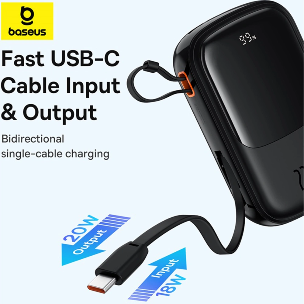 Hurtownia GSM - Powerbank Baseus QPow Pro+ 20000mAh 22.5W + beépített USB-C kábel fekete - BSU4874 - {ean13} - Hurt