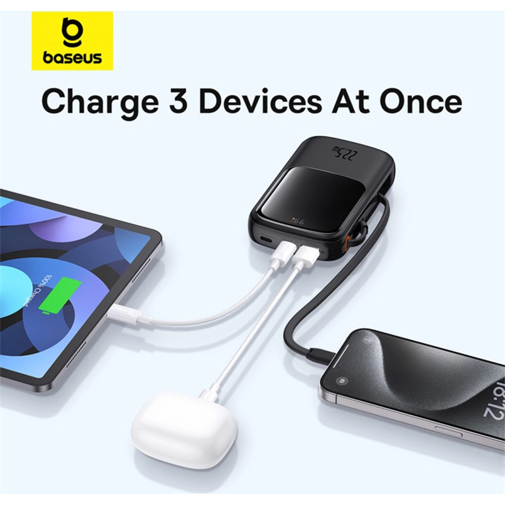 Hurtownia GSM - Powerbank Baseus QPow Pro+ 20000mAh 22.5W + beépített USB-C kábel fekete - BSU4874 - {ean13} - Hurt