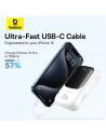 Wholesale Baseus QPow Pro+ powerbank 20000mAh 22.5W + built-in USB-C cable white - BSU4875 - {ean13} - Hurt