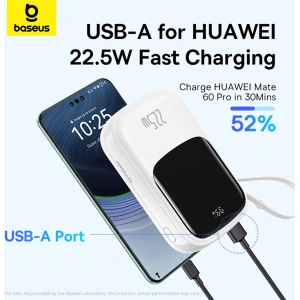 Hurtownia GSM - Powerbank Baseus QPow Pro+ 20000mAh 22.5W + integriertes USB-C-Kabel weiß - BSU4875 - {ean13} - Hurt