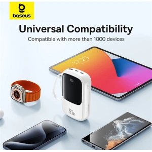 Hurtownia GSM - Powerbank Baseus QPow Pro+ 20000mAh 22.5W + wbudowany kabel USB-C biały - BSU4875 - {ean13} - Hurt