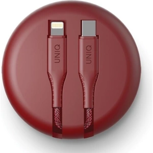 UNIQ kabel MFI Halo USB-C-Lightning 18W nylonowy zwijany 1,2m czerwony/carmine red