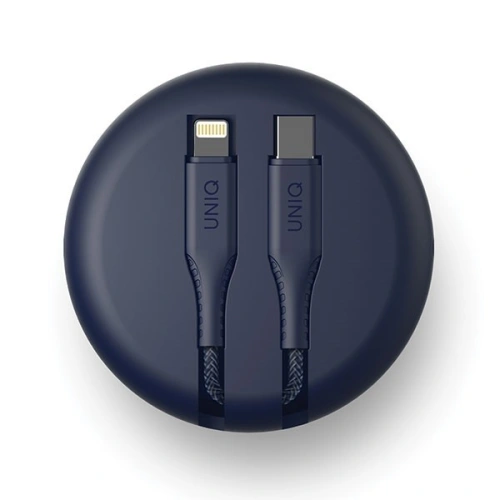UNIQ kabel MFI Halo USB-C-Lightning 18W nylonowy zwijany 1.2m niebieski/marine blue