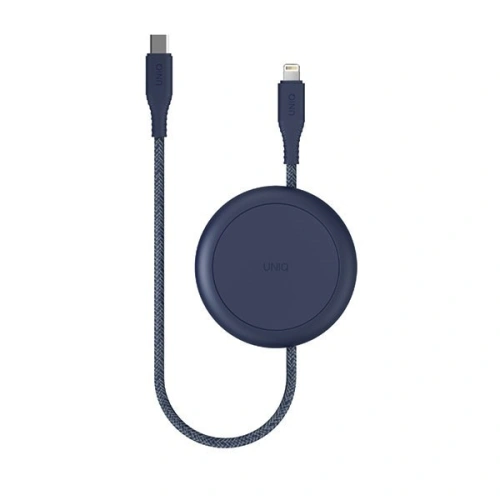 UNIQ kabel MFI Halo USB-C-Lightning 18W nylonowy zwijany 1.2m niebieski/marine blue