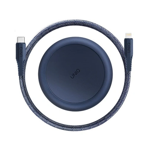 UNIQ kabel MFI Halo USB-C-Lightning 18W nylonowy zwijany 1.2m niebieski/marine blue