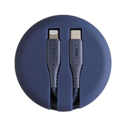 UNIQ kabel MFI Halo USB-C-Lightning 18W nylonowy zwijany 1.2m niebieski/marine blue