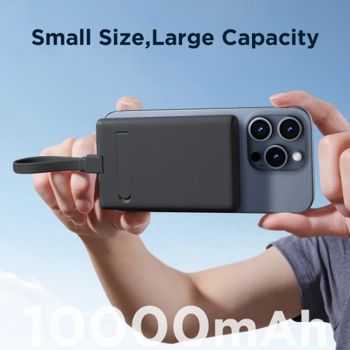 Powerbank Joyroom JR-PBM01 MagSafe 10000mAh 20W z podstawką + kabel Lightning / USB-C czarny