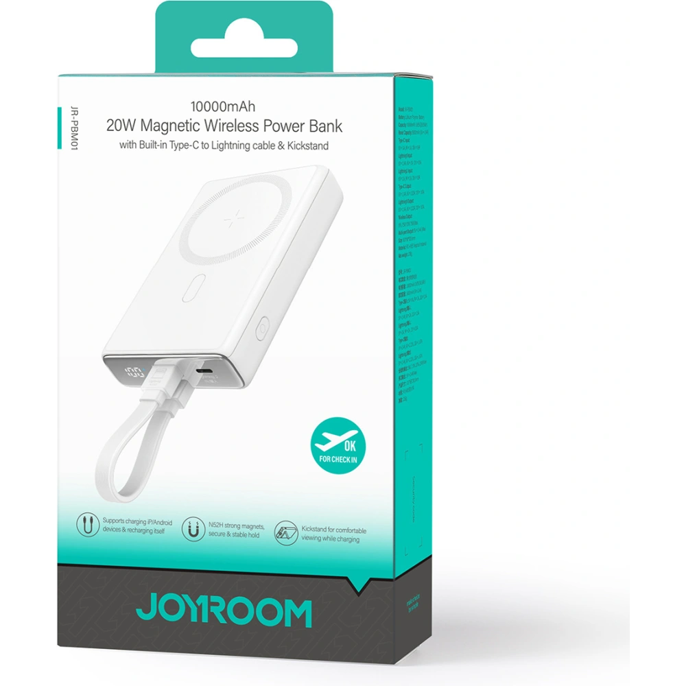Hurtownia GSM - Powerbank Joyroom JR-PBM01 MagSafe 10000mAh 20W s podložkou + kabel Lightning / USB-C bílý - JYR1003 - {ean13} - Hurt