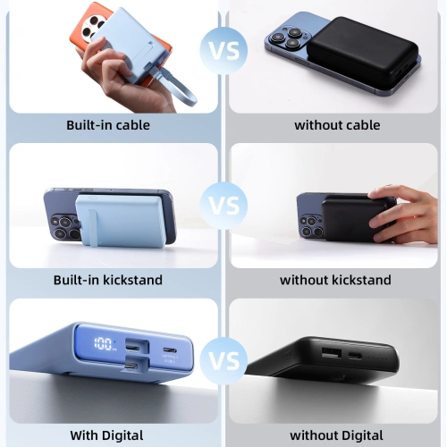 Powerbank Joyroom JR-PBM01 MagSafe 10000mAh 20W z podstawką + kabel Lightning / USB-C niebieski