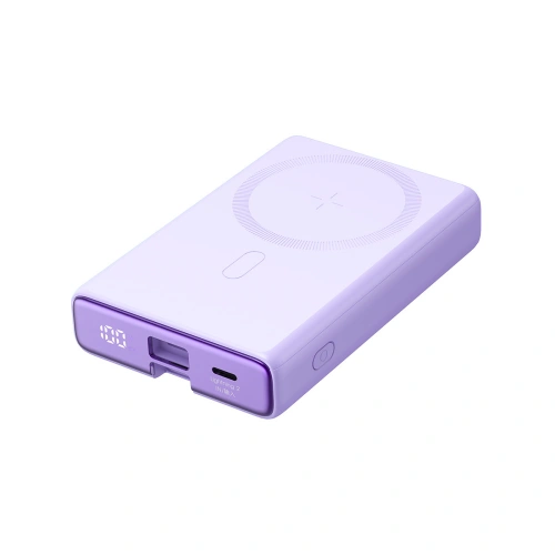 Powerbank Joyroom JR-PBM01 MagSafe 10000mAh 20W z podstawką + kabel Lightning / USB-C fioletowy