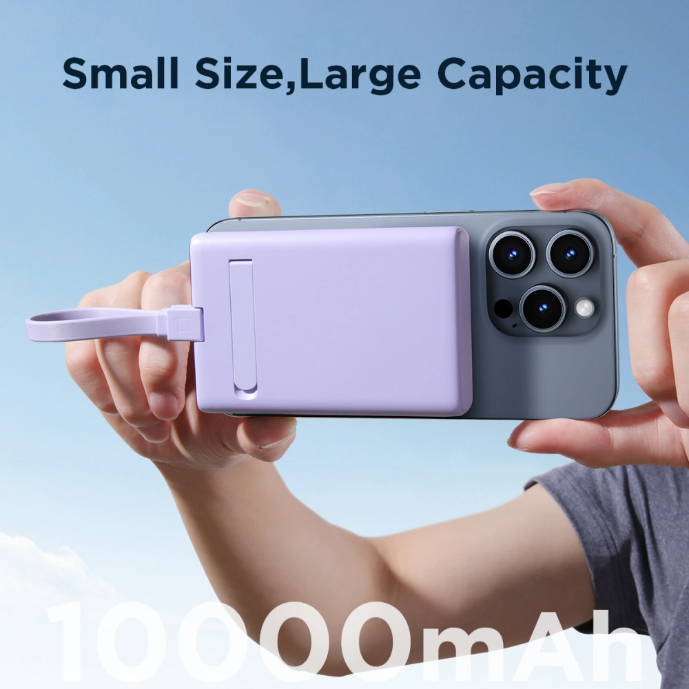 Hurtownia GSM - Powerbank Joyroom JR-PBM01 MagSafe 10000mAh 20W állvánnyal + Lightning / USB-C kábel lila - JYR1005 - {ean13} - Hurt