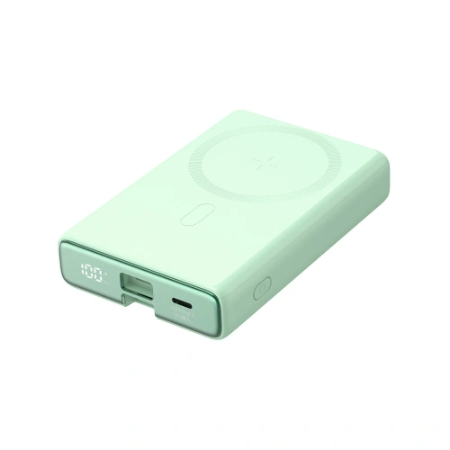Powerbank Joyroom JR-PBM01 MagSafe 10000mAh 20W z podstawką + kabel Lightning / USB-C zielony