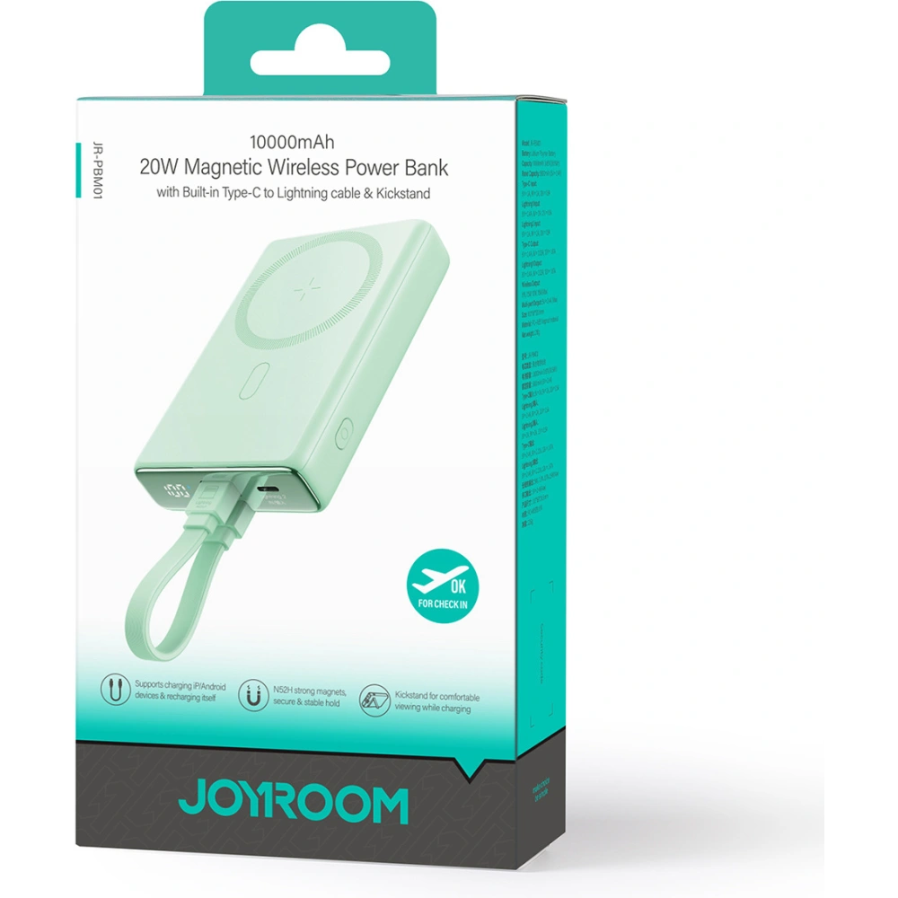 Hurtownia GSM - Powerbank Joyroom JR-PBM01 MagSafe 10000mAh 20W se stojánkem + kabel Lightning / USB-C zelený - JYR1006 - {ean13} - Hurt
