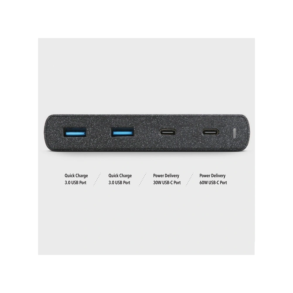 Hurtownia GSM - UNIQ Ład. siec. HUB Surge 90W czarny /charcoal black 2xUSB Quick Charge 3.0 + 2xUSB-C PD 3.0 (LITHOS Collective) - UNIQ135BLK - {ean13} - Hurt