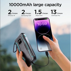 Hurtownia GSM - Powerbank Joyroom JR-L017 10000mAh 22.5W mit integrierten USB-C- und Lightning-Kabeln schwarz - JYR1007 - {ean13} - Hurt
