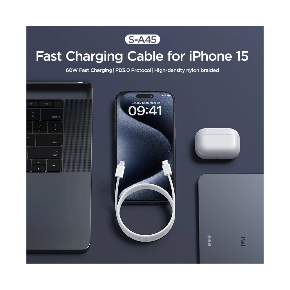 Hurtownia GSM - Kábel Joyroom S-A45 Ben Series USB-C / USB-C 60W 1m fehér - JYR1009 - {ean13} - Hurt
