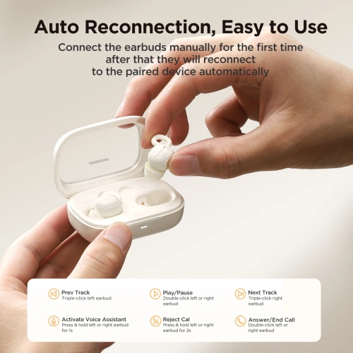 Słuchawki bezprzewodowe dokanałowe TWS Joyroom JR-TS1 Cozydots Series Bluetooth 5.3 ENC białe