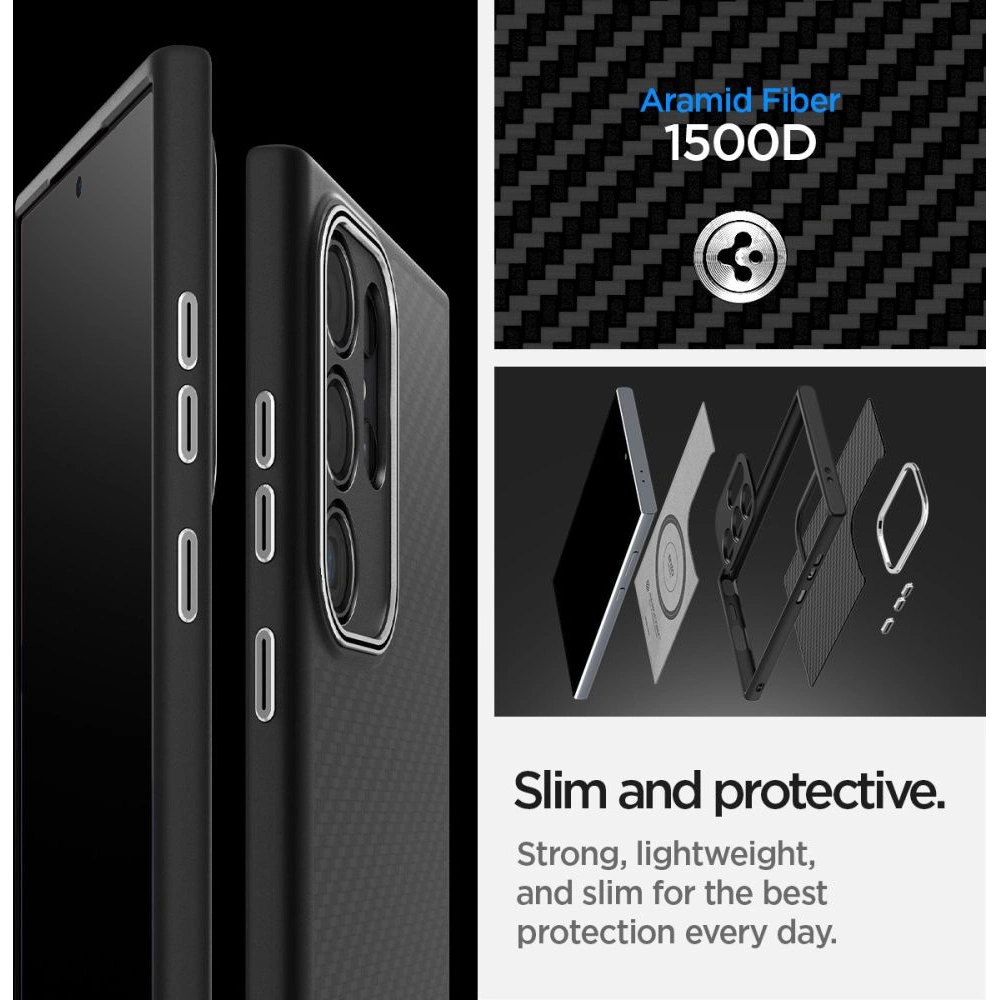 Hurtownia GSM - Case Spigen Enzo Aramid Samsung Galaxy S24 Ultra Matt Schwarz - SPN3388 - {ean13} - Hurt