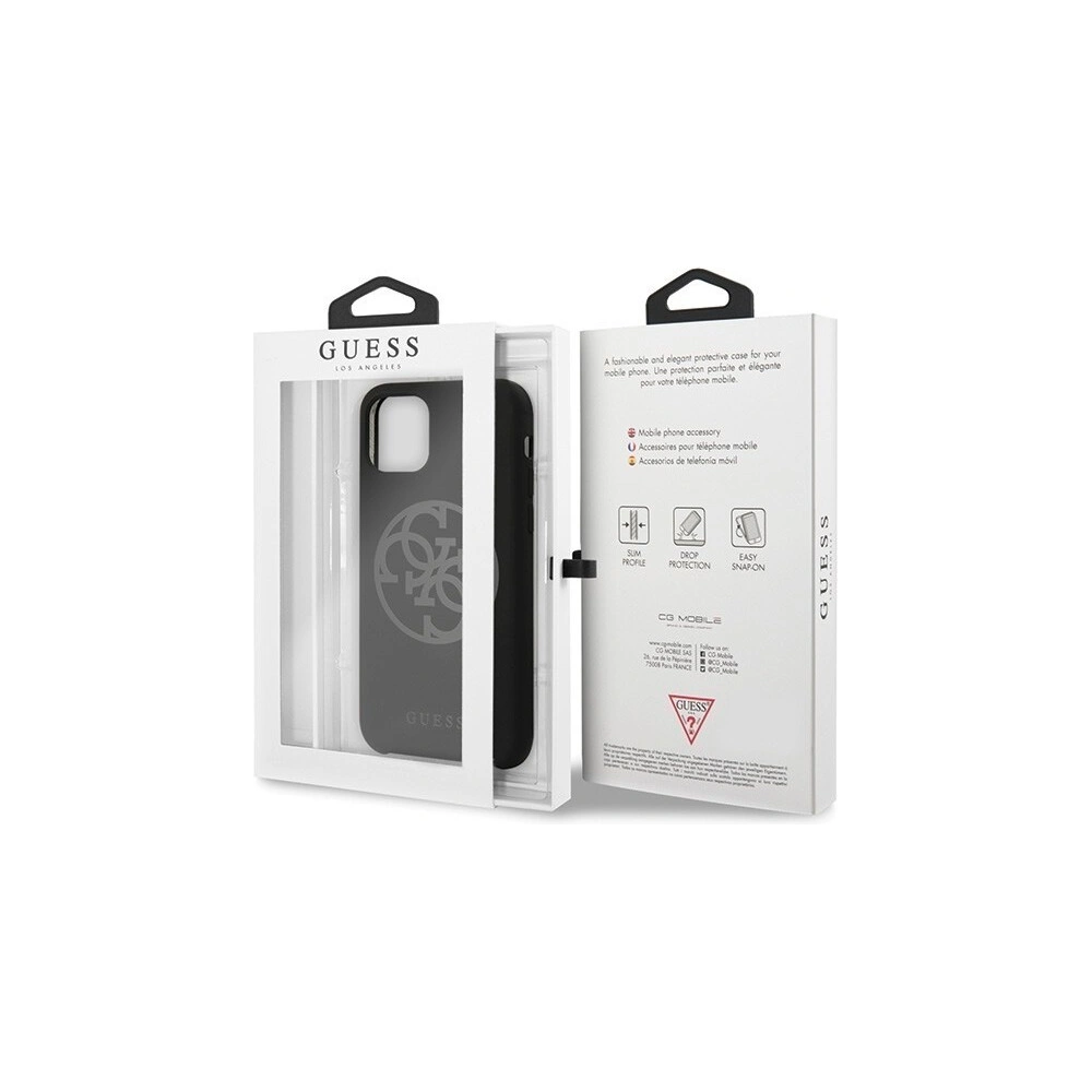 Wholesale Guess GUHCN61LS4GBK iPhone 11 black hard case Silicone 4G Tone On Tone - GUE214BLK - {ean13} - Hurt