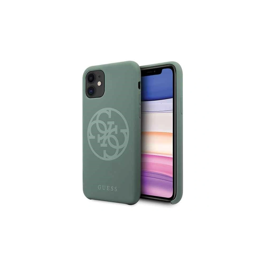 Hurtownia GSM - Etui Guess GUHCN61LS4GKA Apple iPhone 11 khaki hard case Silicone 4G Tone On Tone - GUE216KHA - {ean13} - Hurt