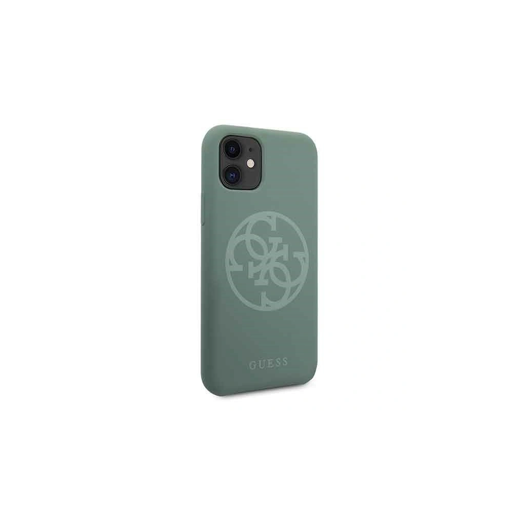 Hurtownia GSM - Etui Guess GUHCN61LS4GKA Apple iPhone 11 khaki hard case Silicone 4G Tone On Tone - GUE216KHA - {ean13} - Hurt