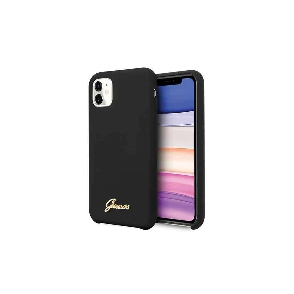 Hurtownia GSM - Etui Guess GUHCN61LSLMGBK Apple iPhone 11 black/czarny hard case Silicone Vintage Gold Logo - GUE218BLK - {ean13} - Hurt