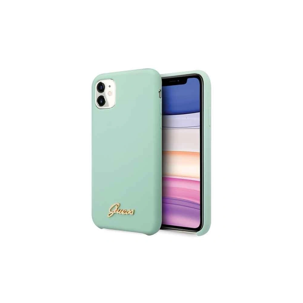 Hurtownia GSM - Etui Guess GUHCN61LSLMGG Apple iPhone 11 zielony/green hard case Silicone Vintage Gold Logo - GUE219GRN - {ean13} - Hurt