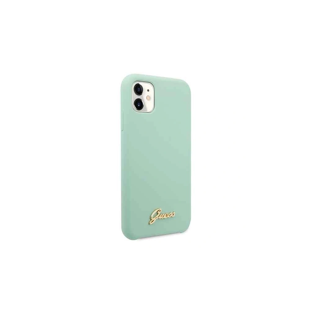 Hurtownia GSM - Etui Guess GUHCN61LSLMGG Apple iPhone 11 zielony/green hard case Silicone Vintage Gold Logo - GUE219GRN - {ean13} - Hurt
