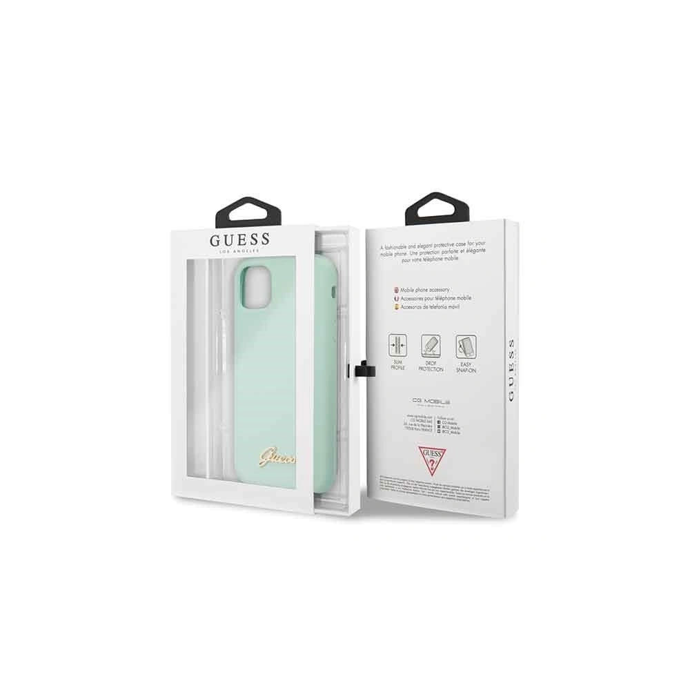 Wholesale Guess GUHCN61LSLMGG iPhone 11 green hard case Silicone Vintage Gold Logo - GUE219GRN - {ean13} - Hurt