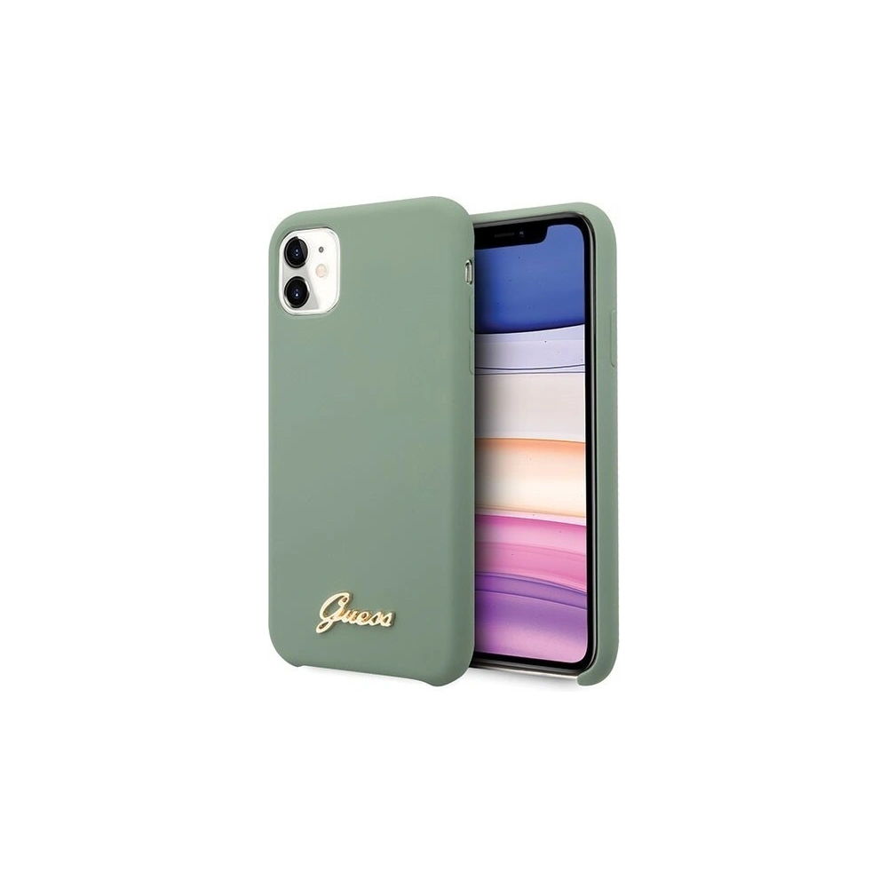 Wholesale Guess GUHCN61LSLMGKA iPhone 11 khaki hard case Silicone Vintage Gold Logo - GUE220KHA - {ean13} - Hurt