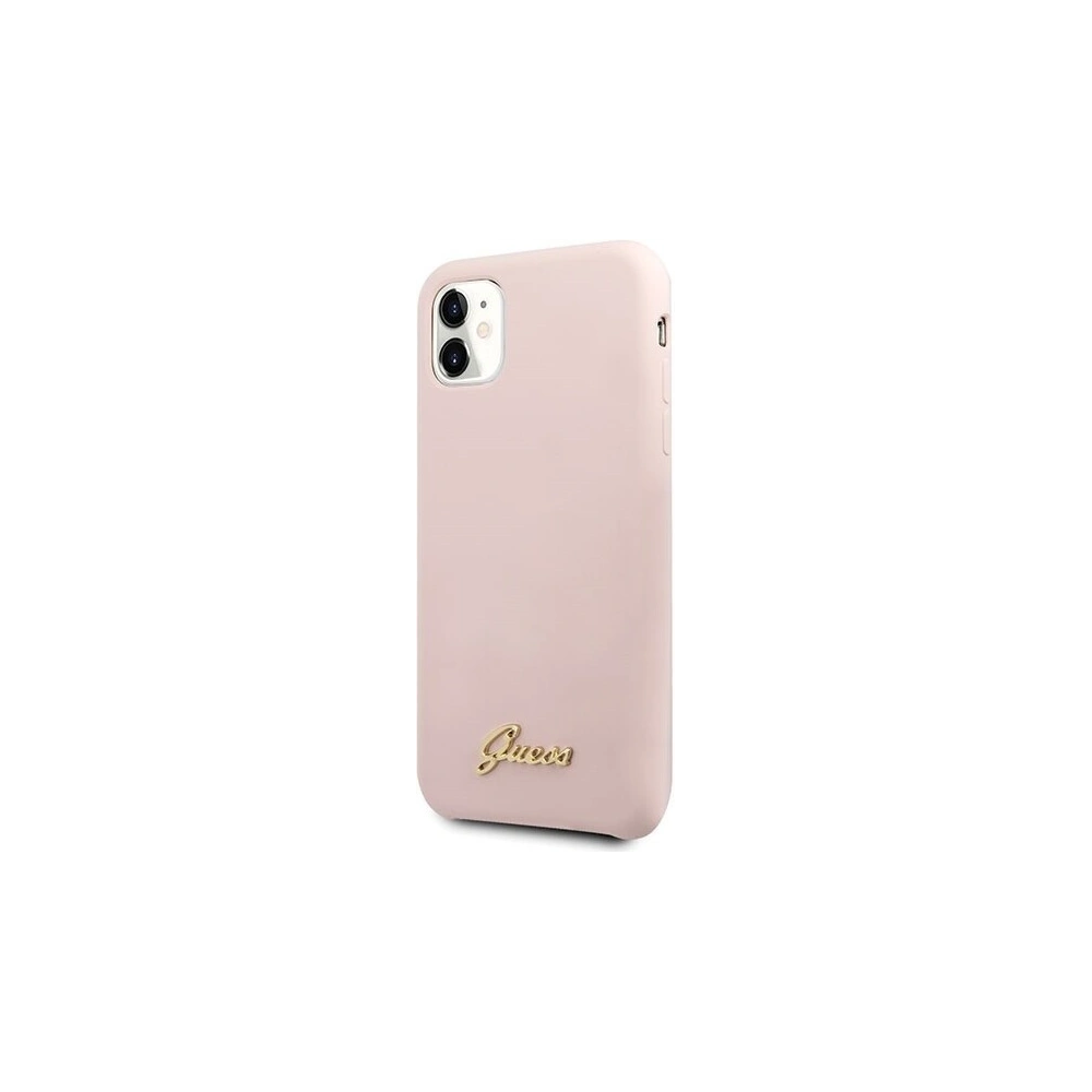 Wholesale Guess GUHCN61LSLMGLP iPhone 11 light pink hard case Silicone Vintage Gold Logo - GUE221PNK - {ean13} - Hurt