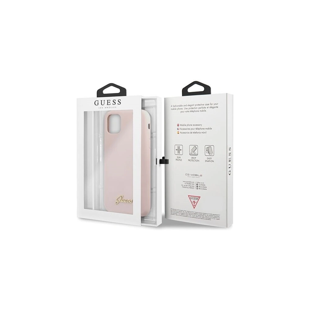 Hurtownia GSM - Etui Guess GUHCN61LSLMGLP Apple iPhone 11 jasnoróżowy/light pink hard case Silicone Vintage Gold Logo - GUE221PNK - {ean13} - Hurt