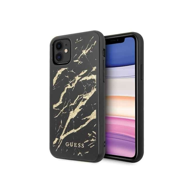 Hurtownia Guess - 3700740472019 - GUE223BLK - Etui Guess GUHCN61MGGBK Apple iPhone 11 czarny/black hard case Glitter Marble Glass - B2B homescreen