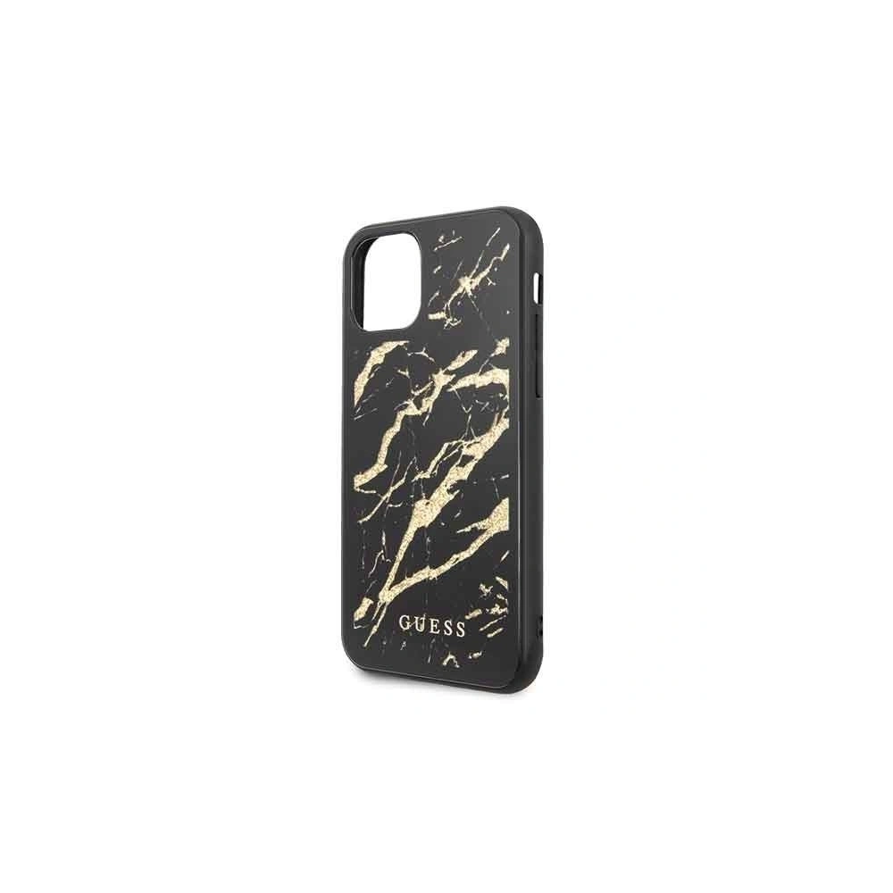 Hurtownia GSM - Etui Guess GUHCN61MGGBK Apple iPhone 11 czarny/black hard case Glitter Marble Glass - GUE223BLK - {ean13} - Hurt