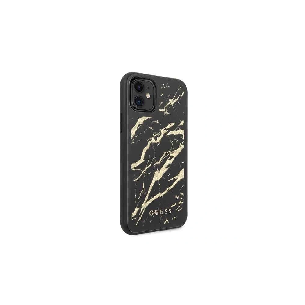 Wholesale Guess GUHCN61MGGBK iPhone 11 black hard case Glitter Marble Glass - GUE223BLK - {ean13} - Hurt
