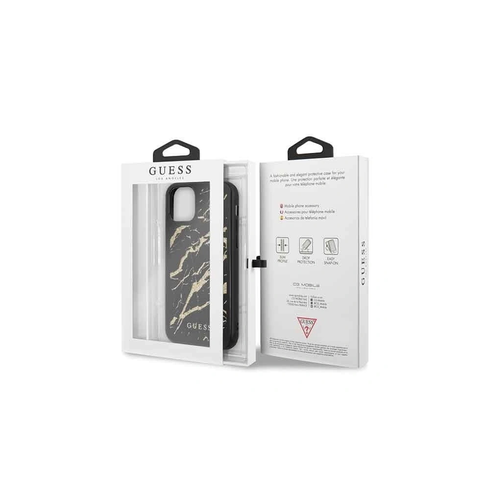 Hurtownia GSM - Etui Guess GUHCN61MGGBK Apple iPhone 11 czarny/black hard case Glitter Marble Glass - GUE223BLK - {ean13} - Hurt