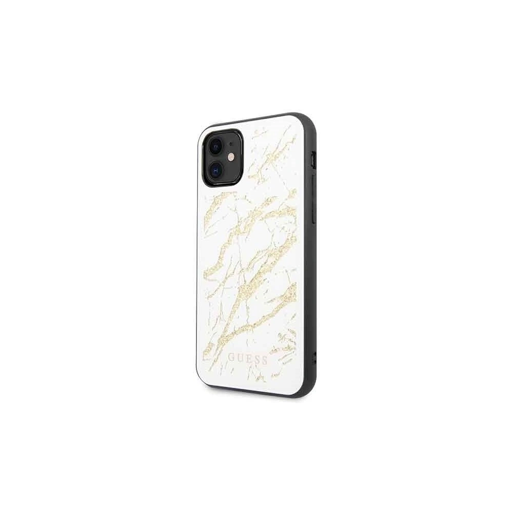 Hurtownia GSM - Etui Guess GUHCN61MGGWH Apple iPhone 11 weiß/white hard case Glitter Marble Glass - GUE224WHT - {ean13} - Hurt