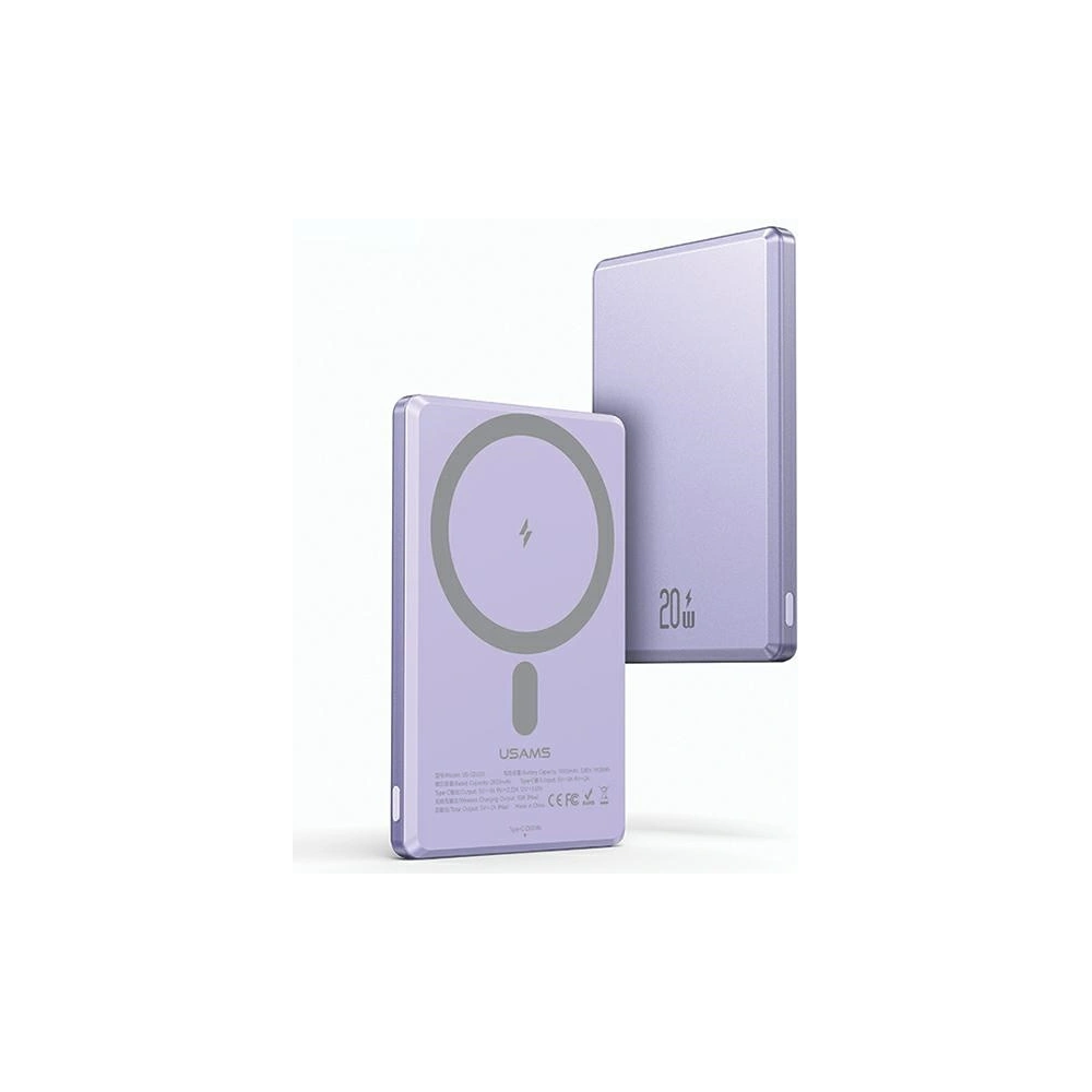 Hurtownia GSM - USAMS US-CD220 5000mAh 20W Gyors Töltés vezeték nélküli Powerbank lila/purple - USA1089 - {ean13} - Hurt