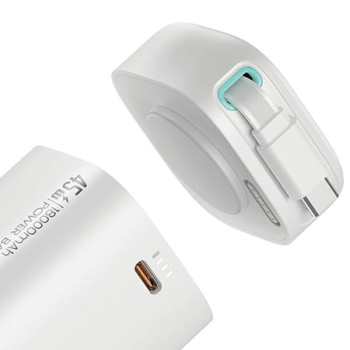 Powerbank USAMS US-CD216 18000mAh PD 45W Fast Charge XMF Series + kabel USB-C biały/white