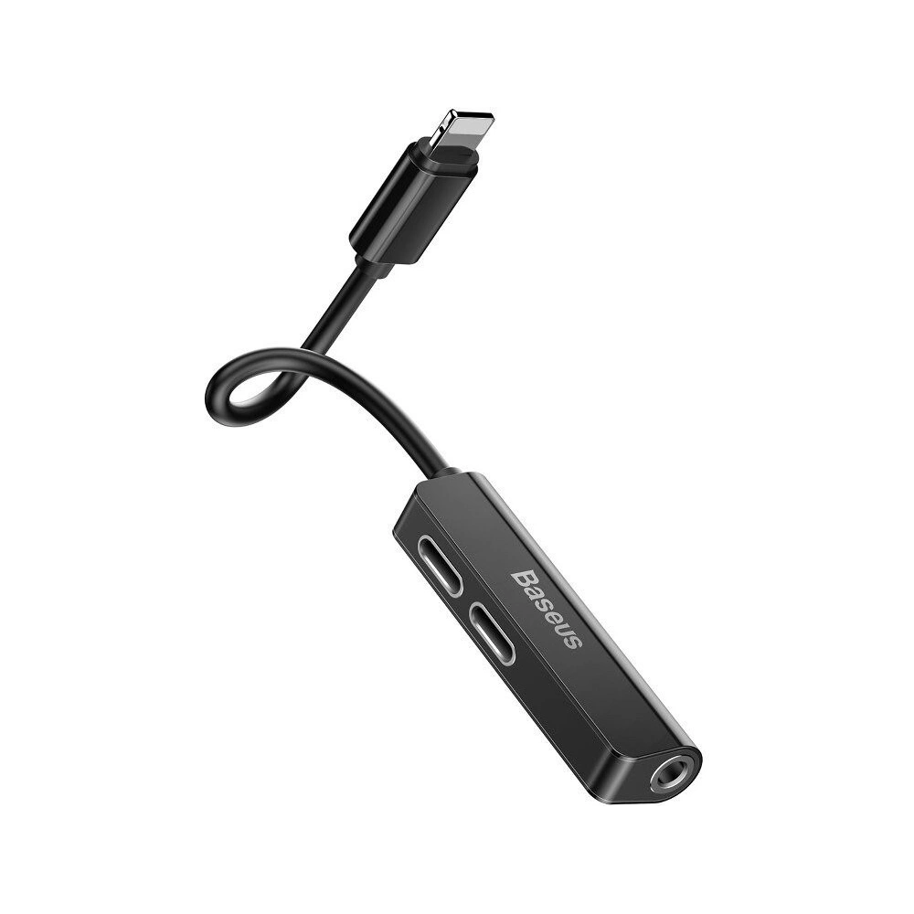 Hurtownia GSM - Adapter Audio Baseus L52 Lightning do Mini Jack 3.5mm i 2x Lightning (czarny) - BSU650BLK - {ean13} - Hurt