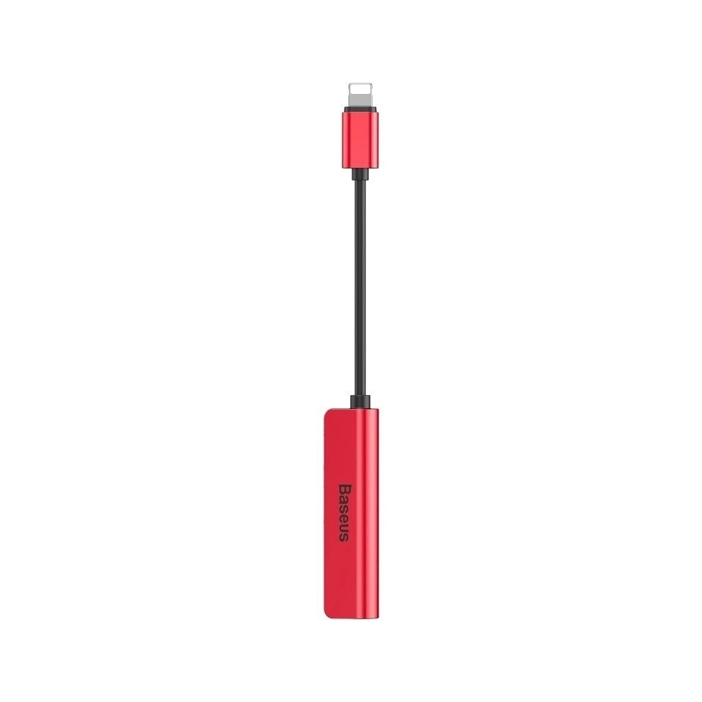 Hurtownia GSM - Adapter Audio Baseus L52 Lightning do Mini Jack 3.5mm i 2x Lightning (czerwony) - BSU651RED - {ean13} - Hurt