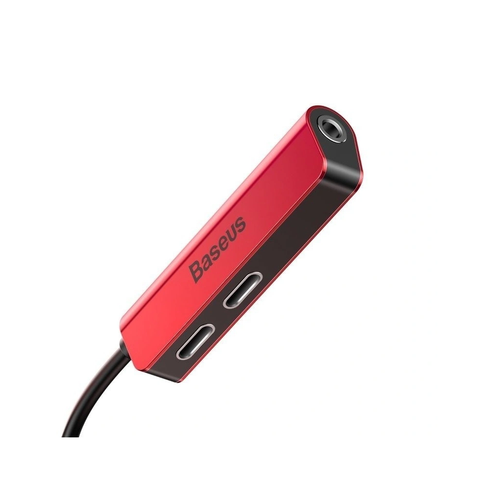 Hurtownia GSM - Adapter Audio Baseus L52 Lightning do Mini Jack 3.5mm i 2x Lightning (czerwony) - BSU651RED - {ean13} - Hurt