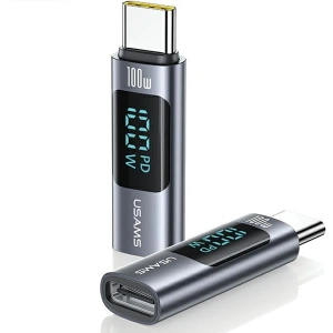 Hurtownia GSM - Adaptor USAMS US-SJ682 AU18 USB-C / USB-C cu display digital 100W din oțel/aluminiu - USA1095 - {ean13} - Hurt
