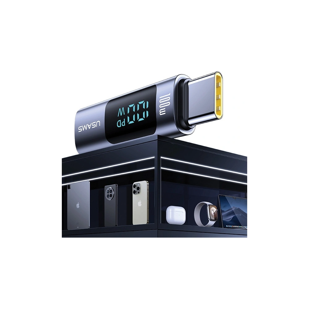 Hurtownia GSM - Adapter USAMS US-SJ682 AU18 USB-C / USB-C Digitalanzeige 100W Stahl/Aluminium - USA1095 - {ean13} - Hurt